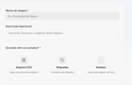 Nome e origem dos contatos